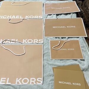 6 Michael Kors Beige and White Bags & One Box